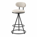 Tabouret de bar avec dossier 45 x 45 x 92 cm tissu bouclé polyester acier noir beige