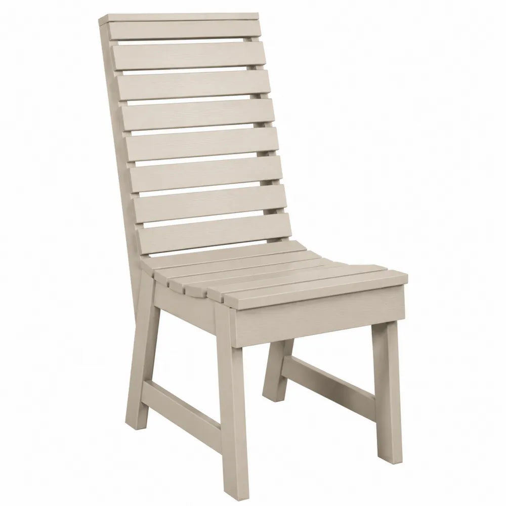 Chaise de jardin à lattes 55 x 62 x 92 cm en acacia massif peint beige dossier haut