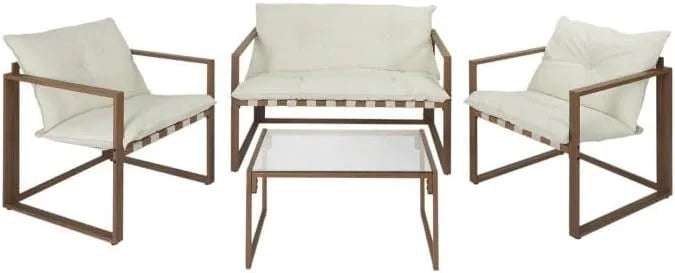 Salon de jardin et ensemble lounge: 4 Places, 118cm, blanc