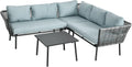 Outsunny Canapé d'angle et canapé panoramique: avec coussins, en aluminium, 4 pièces, 2 Places, 1 Place, gris