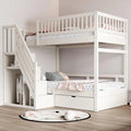 Lit superposé et lit mezzanine — pour enfant, en bois, avec rangement, avec tiroirs, 90 × 200 cm, blanc