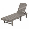 Bain de soleil de jardin réglable 200 x 65 x 88 cm en acacia massif gris taupe avec dossier inclinable à lattes
