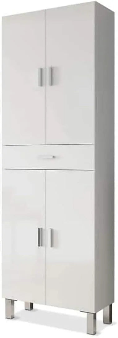 Colonne Salle de Bain avec 4 Portes Coloris Blanc Brillant — 182 × 60 × 29 cm