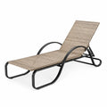 Bain de soleil de jardin réglable 195 x 65 x 86 cm résine tressée PE beige cadre en acier noir