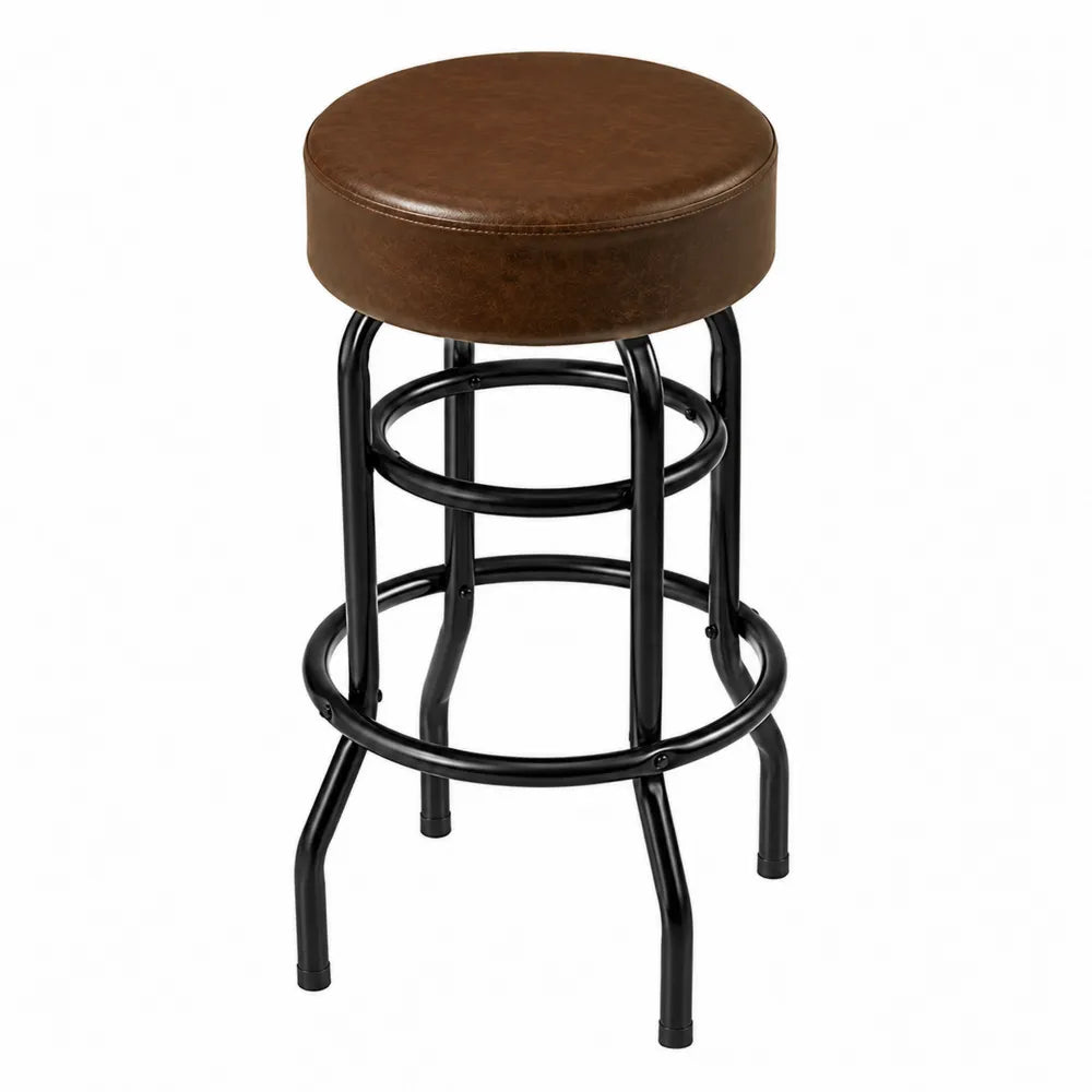 Tabouret de bar rond sans dossier 43 x 43 x 65 cm assise polyuréthane acier noir marron