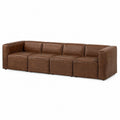 Canapé modulaire droit 4 places 300 x 88 x 70 cm revêtement PU brun cognac avec accoudoirs