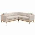 Canapé modulable d’angle en L 4 à 5 places 236 x 236 x 82 cm polyester tissé beige pieds en hévéa massif