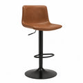 Tabouret de bar réglable en hauteur pivotant 45 x 50 x 88 à 108 cm revêtement polyuréthane acier noir marron