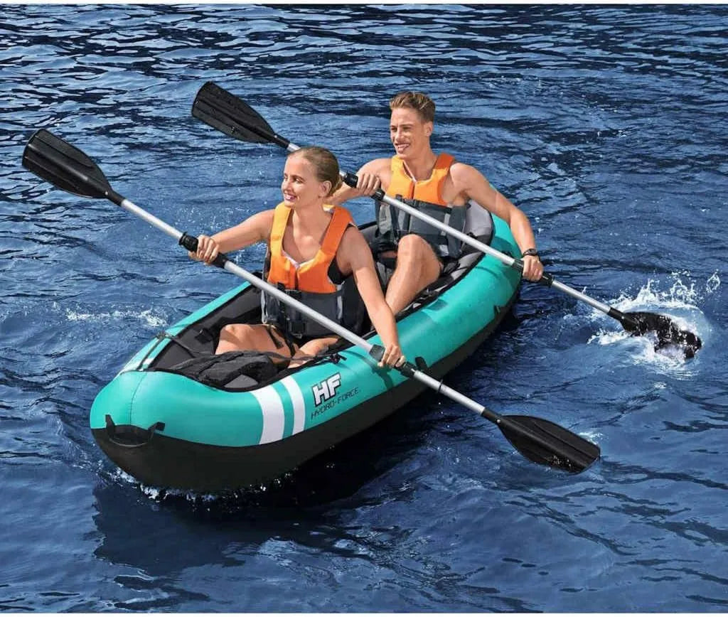 Kayak Gonflable Hydro-Force Ventura X2 en Nylon avec Sièges Ajustables et Accessoires pour Toutes Eaux
