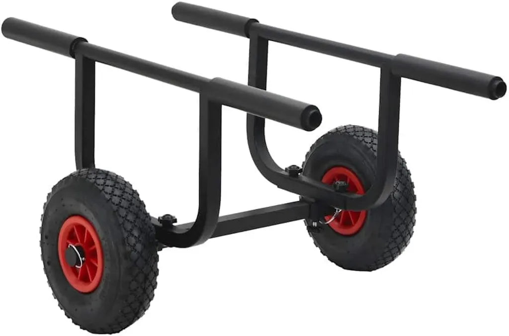 Chariot de Transport Kayak Aluminium 90 kg, Roues 25 cm, Largeur 2-28 cm, Sangles Sécurisées, Support Solide