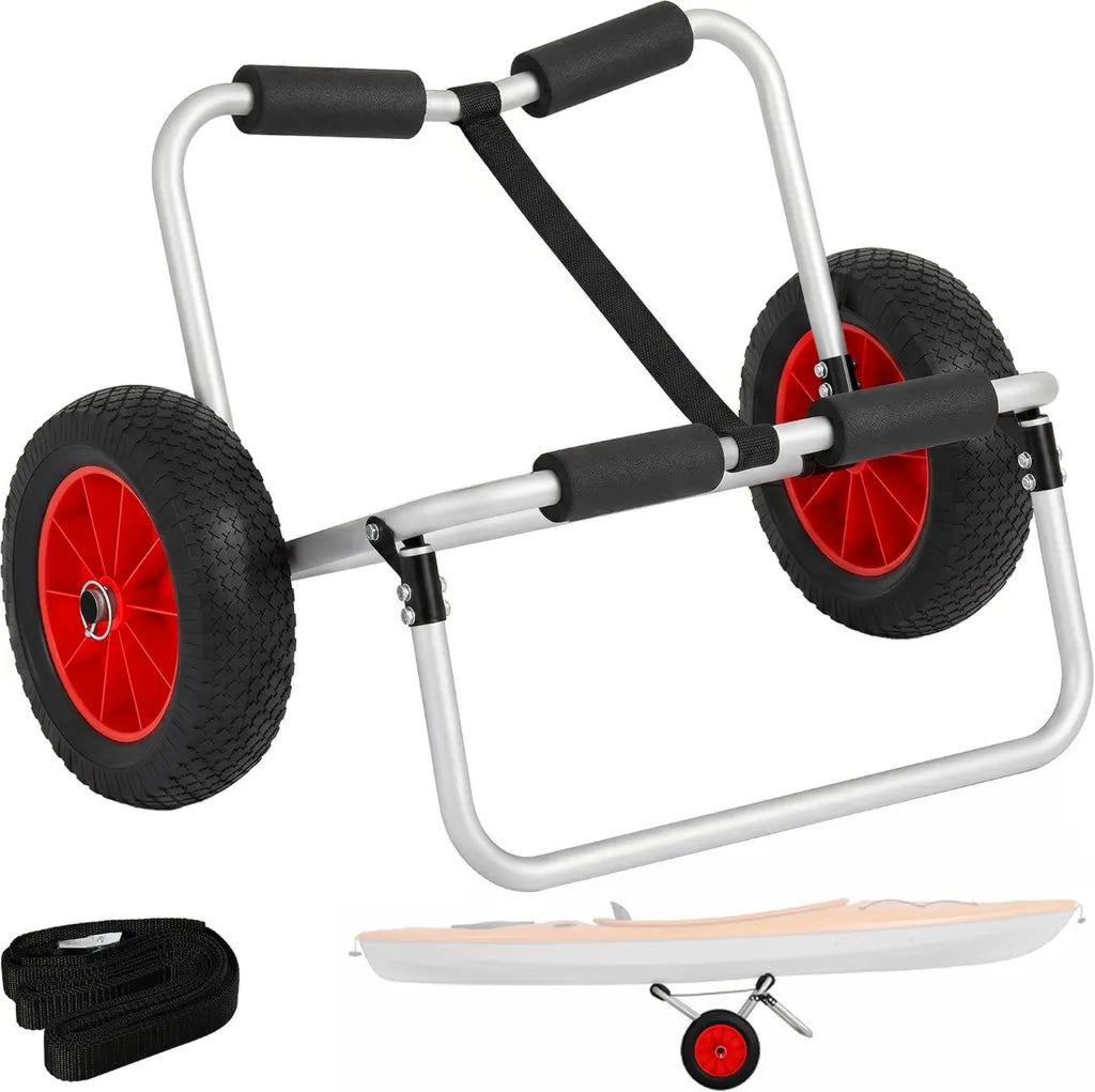 Chariot de Transport en Aluminium pour Kayak et Paddle avec Sangles et Roues Grandes