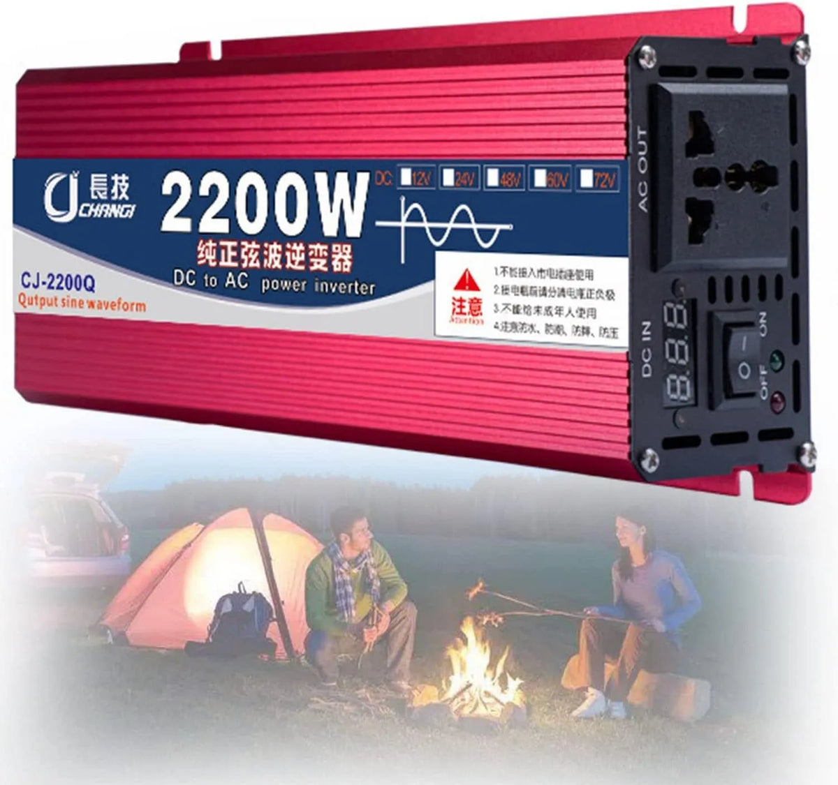 Convertisseur Pur Sinus 1600W 2200W 3000W 4000W 5000W 6000W 8000W DC 12V 24V 48V 60V 72V à AC 220V/230V Onduleur Prise Courant Alternatif Onduleur
