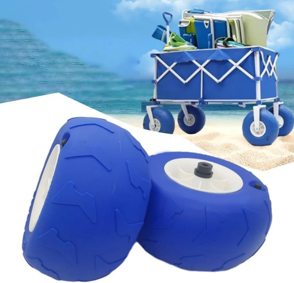 Paire de Roues de Chariot Kayak PVC 23cm pour Sable et Plage