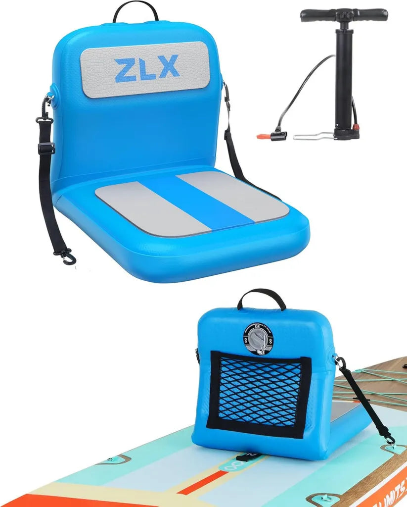 Siège de Kayak Gonflable avec Dossier pour SUP et Canoë, Portable et Facile à Installer, Pompe Incluse
