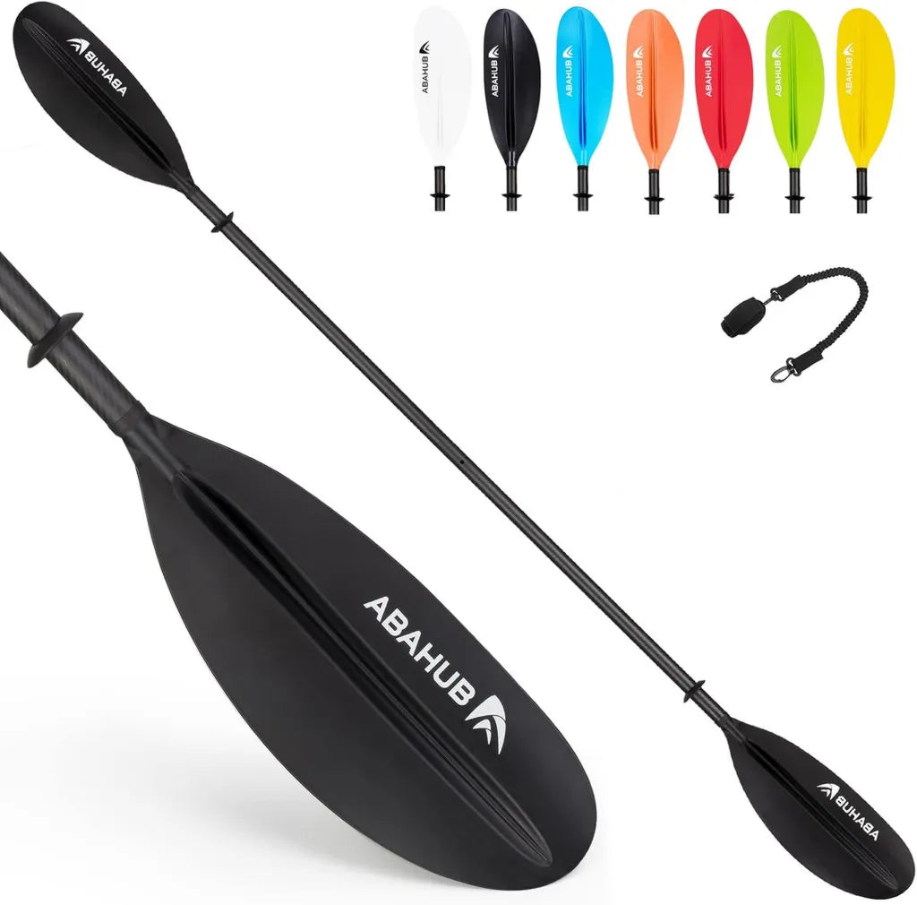 Pagaie Kayak Abahub Carbone Réglable 220-240cm avec Lames Multicolores