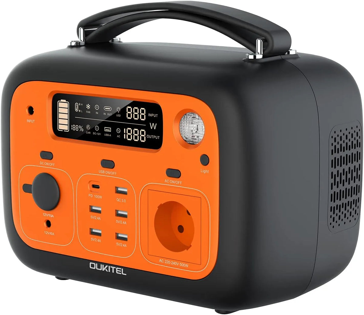 P501E Station électrique portable et générateur solaire, 505 WH, alimentation solaire, onde sinusoïdale pure, 500 W, pour camping et camping-car