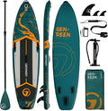 Planche de Paddle Gonflable 11m avec Accessoires, PVC Double Couche, Design Monstera