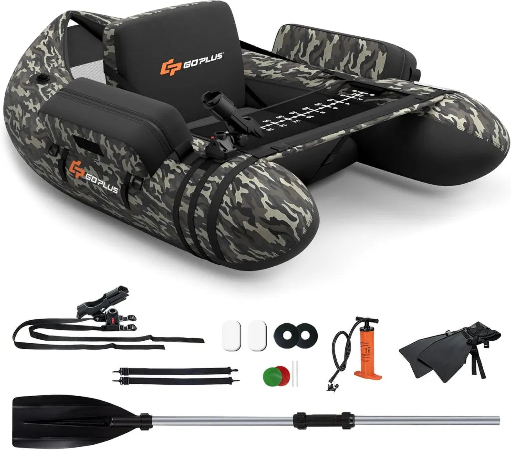 Bateau Gonflable de Pêche en Polyester avec Accessoires Complets