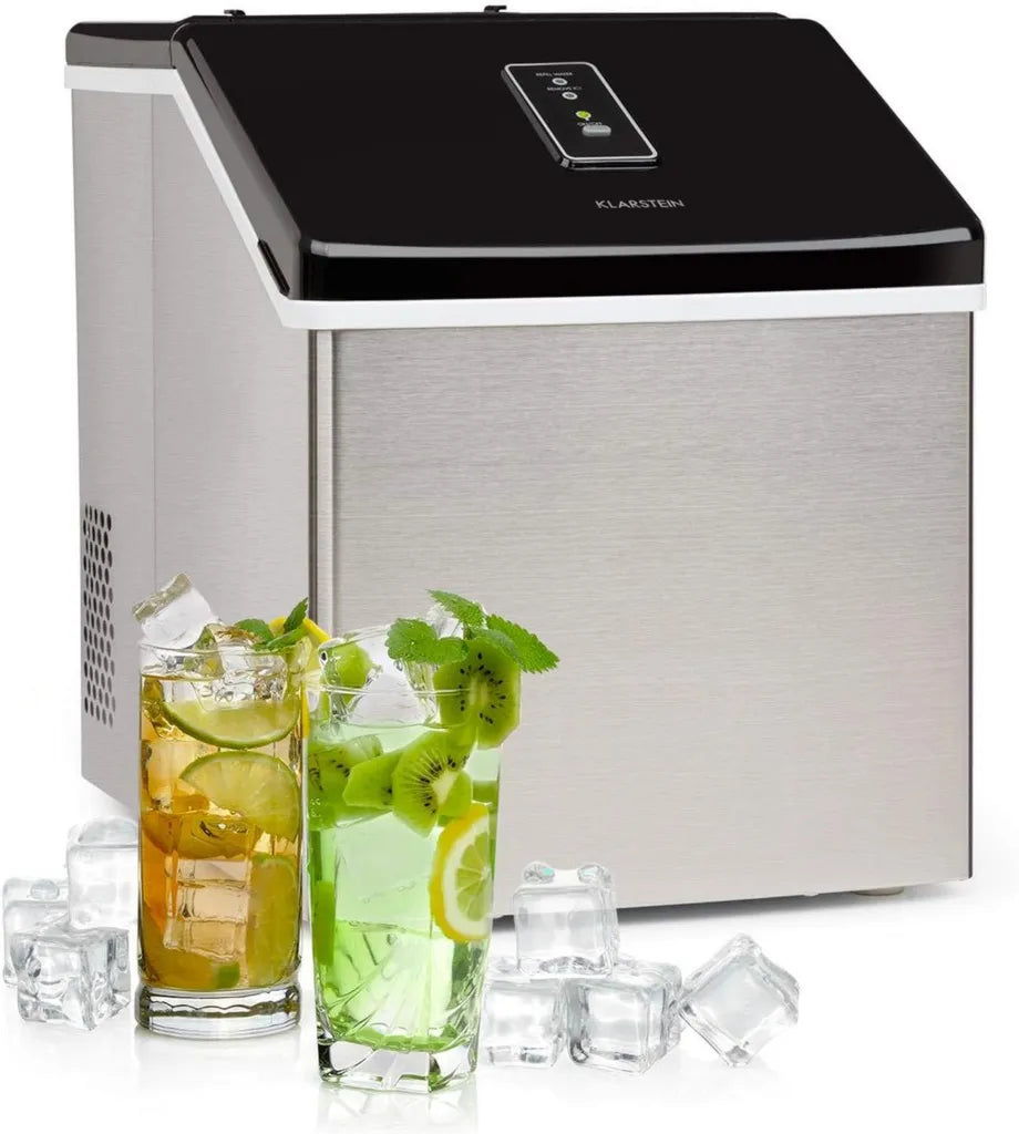 Klarstein Machine à Glaçons 2.5L, Produit 13kg de Glaçons Rapides, Taille Moyenne, Alarmes de Sécurité, Entretien Facile