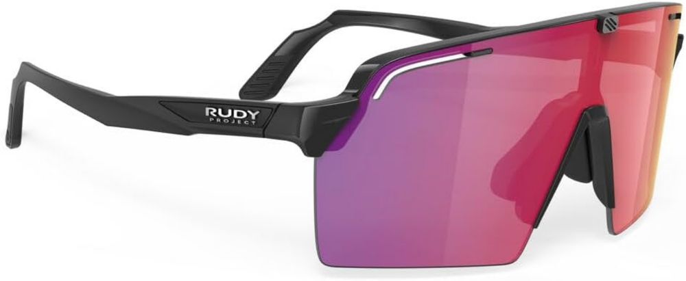 Lunettes de Soleil RUDY PROJECT SPINSHIELD PRO Noires Brillantes avec Verres Miroir Rouges