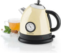 Klarstein Bouilloire Électrique Rétro avec Thermomètre, 1,7L, Crème