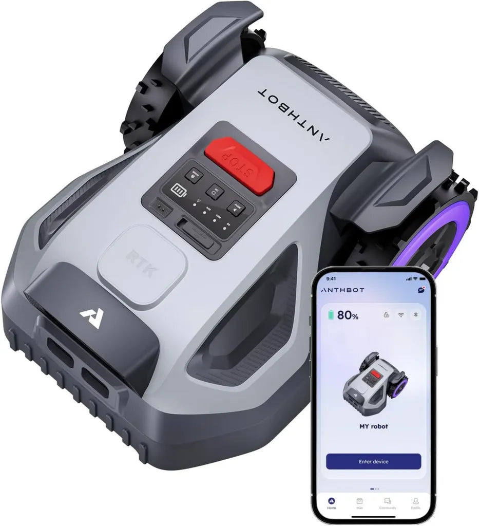 ANTHBOT Tondeuse Robot M5, 500-700㎡, Navigation Précise RTK+IA, Cartographie Automatique, Multi-zones, Programmation Personnalisée, Coupe Réglable 3-7CM