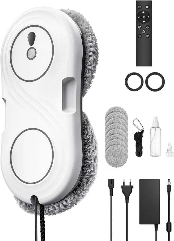 Robot Lave-Vitres Automatique Keero avec Navigation Intelligente, 7000Pa, Double Hélice, Sécurité Antichute, 10 Chiffons Inclus, Modèle WD12D