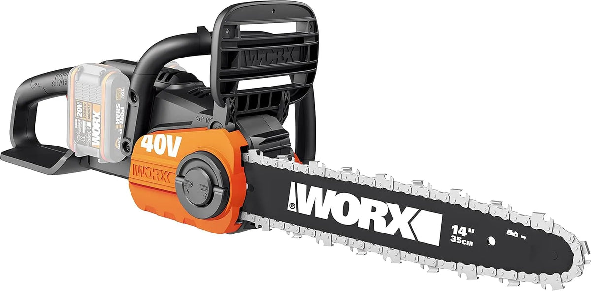 WORX WG384E Tronçonneuse: sans fil, moteur sans balais, format compact, 35 cm, 8 m, 40V, 4Ah