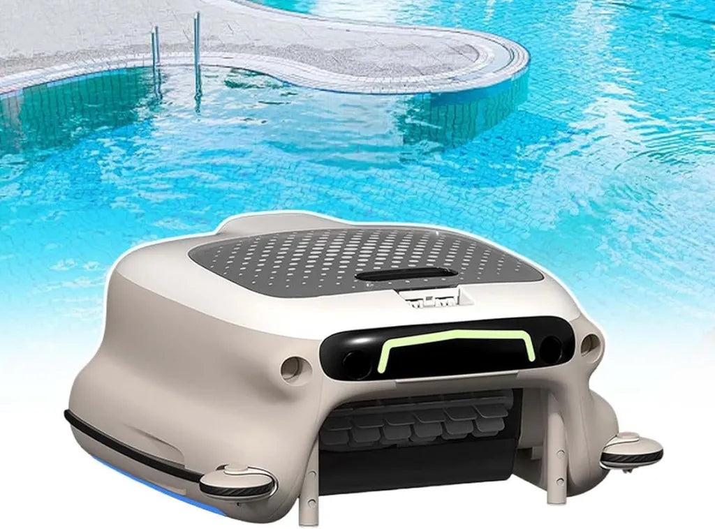 Robot nettoyeur de piscine sans fil avec batterie 7800 mAh, autonomie 6h, charge rapide 3h, élimination du pollen efficace