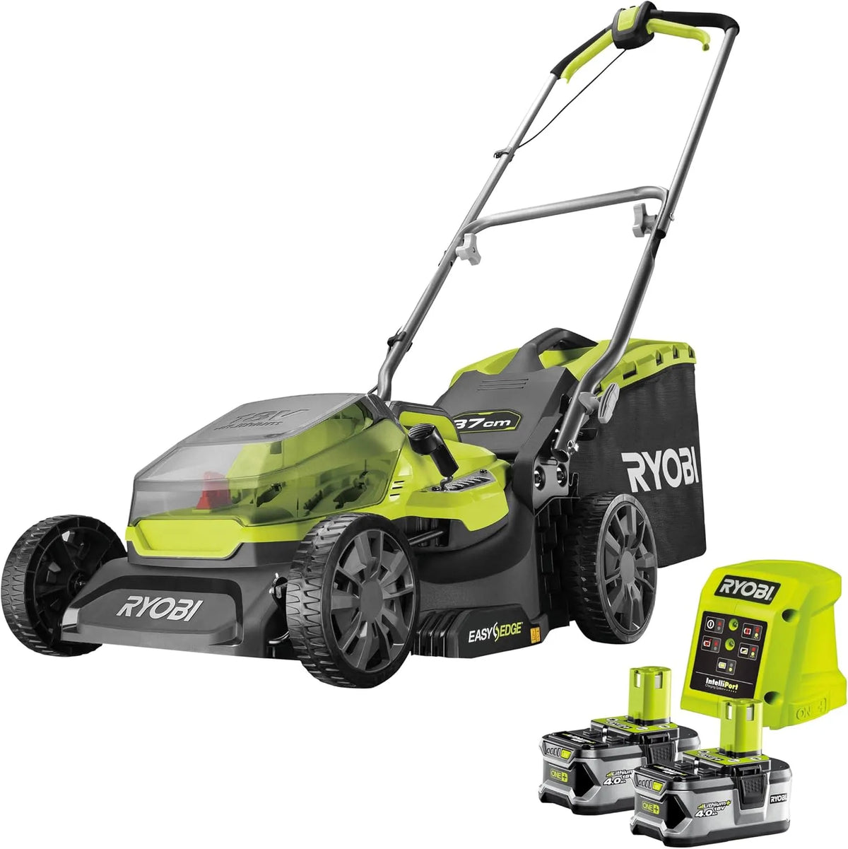 Ryobi RY18LMX40C-240 Tondeuse à gazon – moteur sans balais, 40 cm, 600 m, 18V, 4,0 Ah, pour l'entretien du jardin