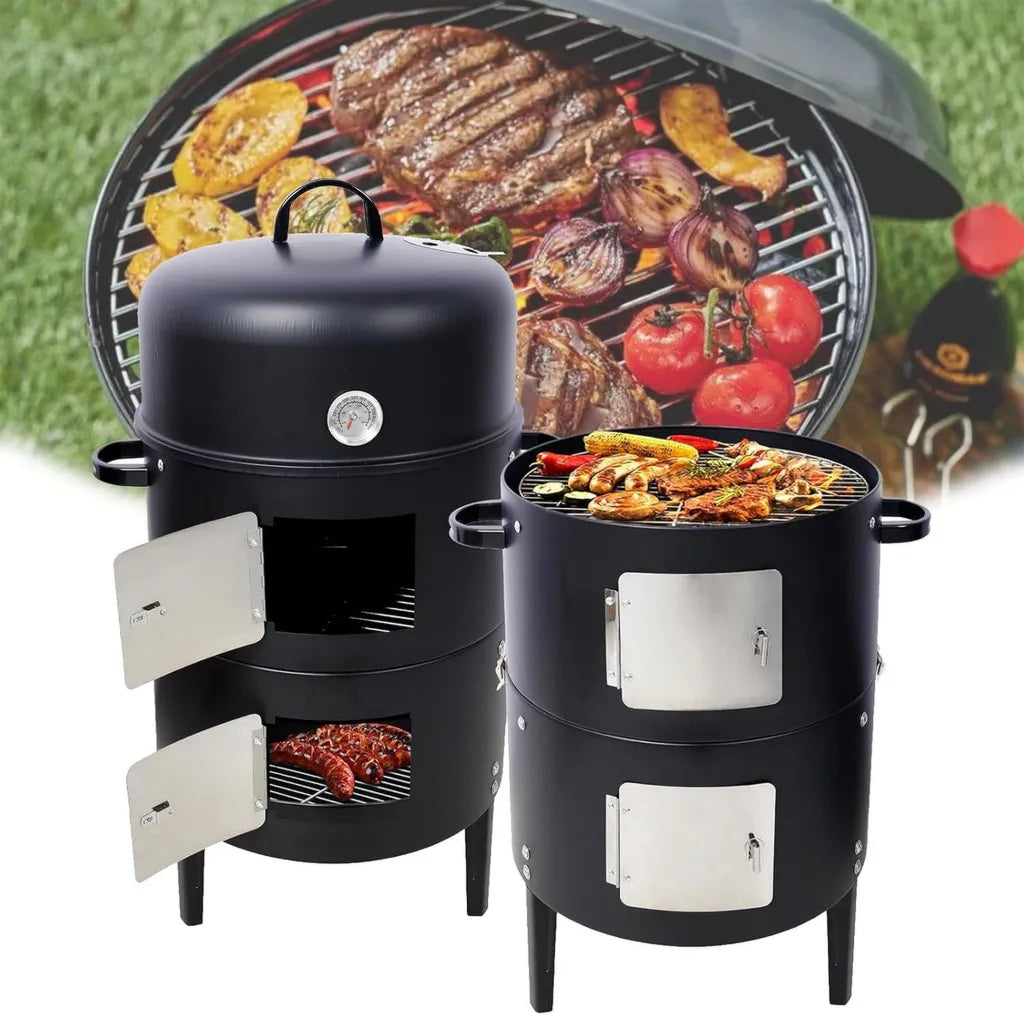 Fumoir en acier pour barbecue avec contrôle d'air ajustable