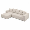 Canapé modulable d’angle gauche en L 3 à 4 places 260 x 175 x 75 cm polyester bouclé beige pieds noirs