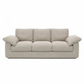 Canapé modulaire droit 3 places 220 x 92 x 72 cm en polyester beige clair avec accoudoirs rectangulaires