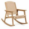 Fauteuil à bascule de jardin 1 place 72 x 95 x 105 cm bois massif d'acacia naturel corde tressée beige clair