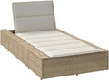 Chaise de jardin et fauteuil de terrasse — avec coussins, beige, en résine tressée