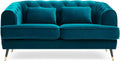 Canapé — 2 Places, bleu, revêtement en velours