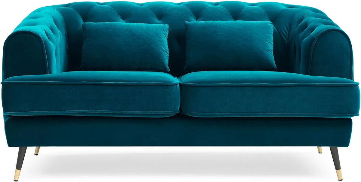 Canapé — 2 Places, bleu, revêtement en velours