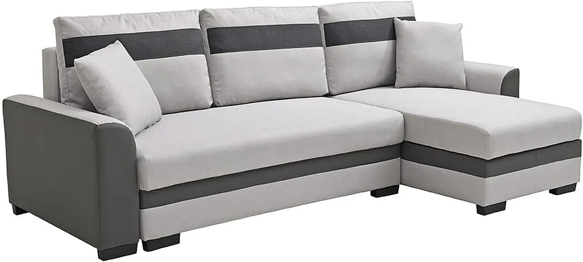 Canapé d'angle et canapé panoramique – GIANY, réversible, revêtement en tissu, convertible, gris