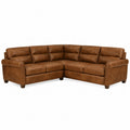 Canapé d’angle modulaire 5 places 270 x 210 x 88 cm revêtement PU brun cognac avec accoudoirs roulés