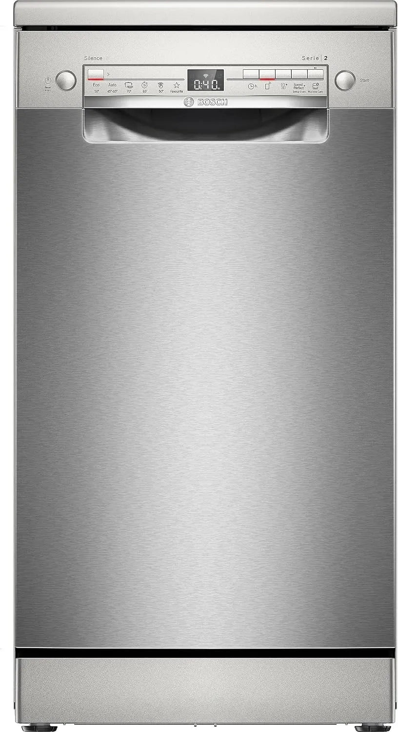 Bosch SPS2HKI58E Lave-vaisselle, 45 cm, Home Connect, format slim, acier inoxydable, 10 couverts, Série 2, Lave-vaisselle pose-libre, Inox