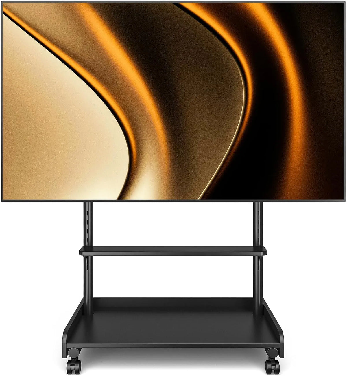 Meuble TV, 86 pouces, 600x400 mm, roulettes de déplacement, noir, Support TV roulettes avec Socle en Bois, Réglable en Hauteur