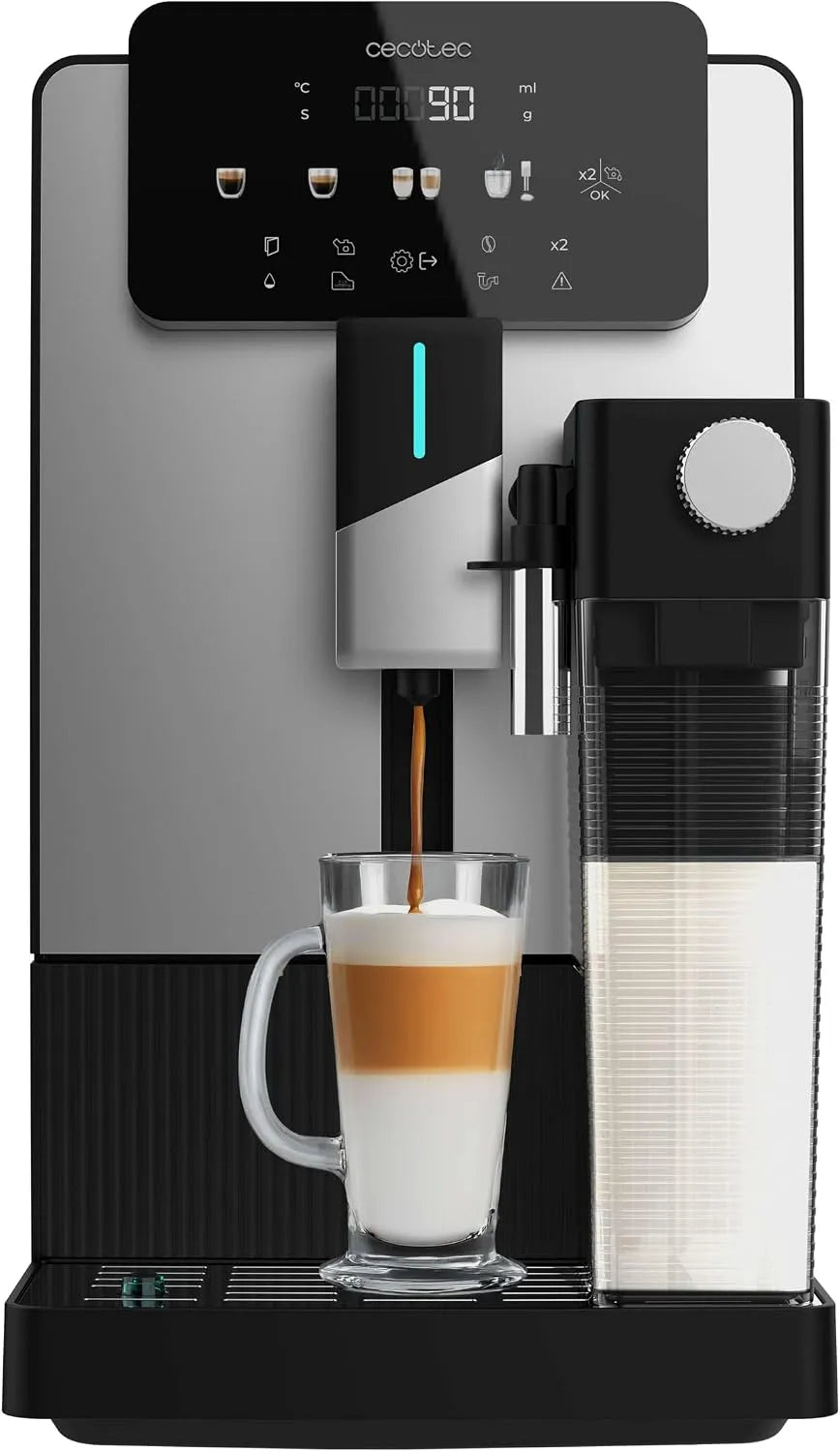 Cecotec 19 Bars, Machine à Café Expresso Superautomatique Cremmaet Latte Art. 1500W, Thermoblock, 6 Boissons 150g 400ml, Réservoir d'Eau 1, 1L et Lait