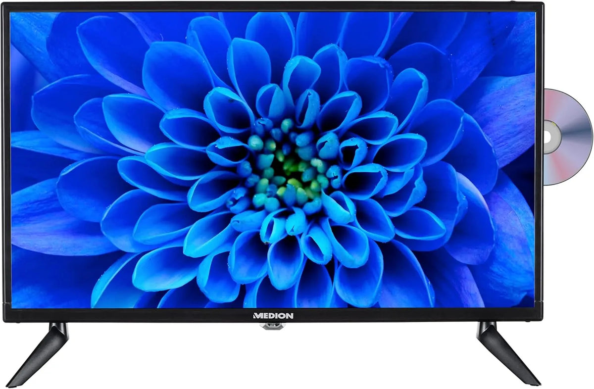 Smart TV, 24 pouces, 12 V, téléviseur, MEDION E12475, triple tuner DVB-T2, S2, Full HD, camping, Lecteur DVD, 9 cm, Adaptateur Voiture 12V, Le Camion