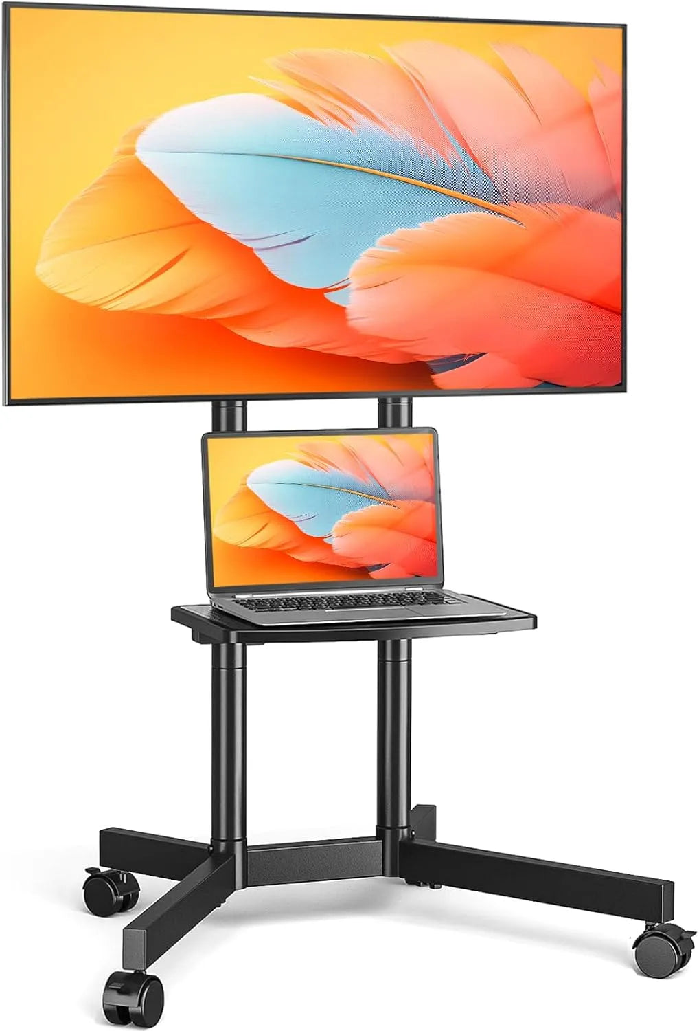 Meuble TV, 75 pouces, 400x400mm, roulettes de déplacement, TVON Support TV sur Pied pour Télé de 32 à 75 Pouces