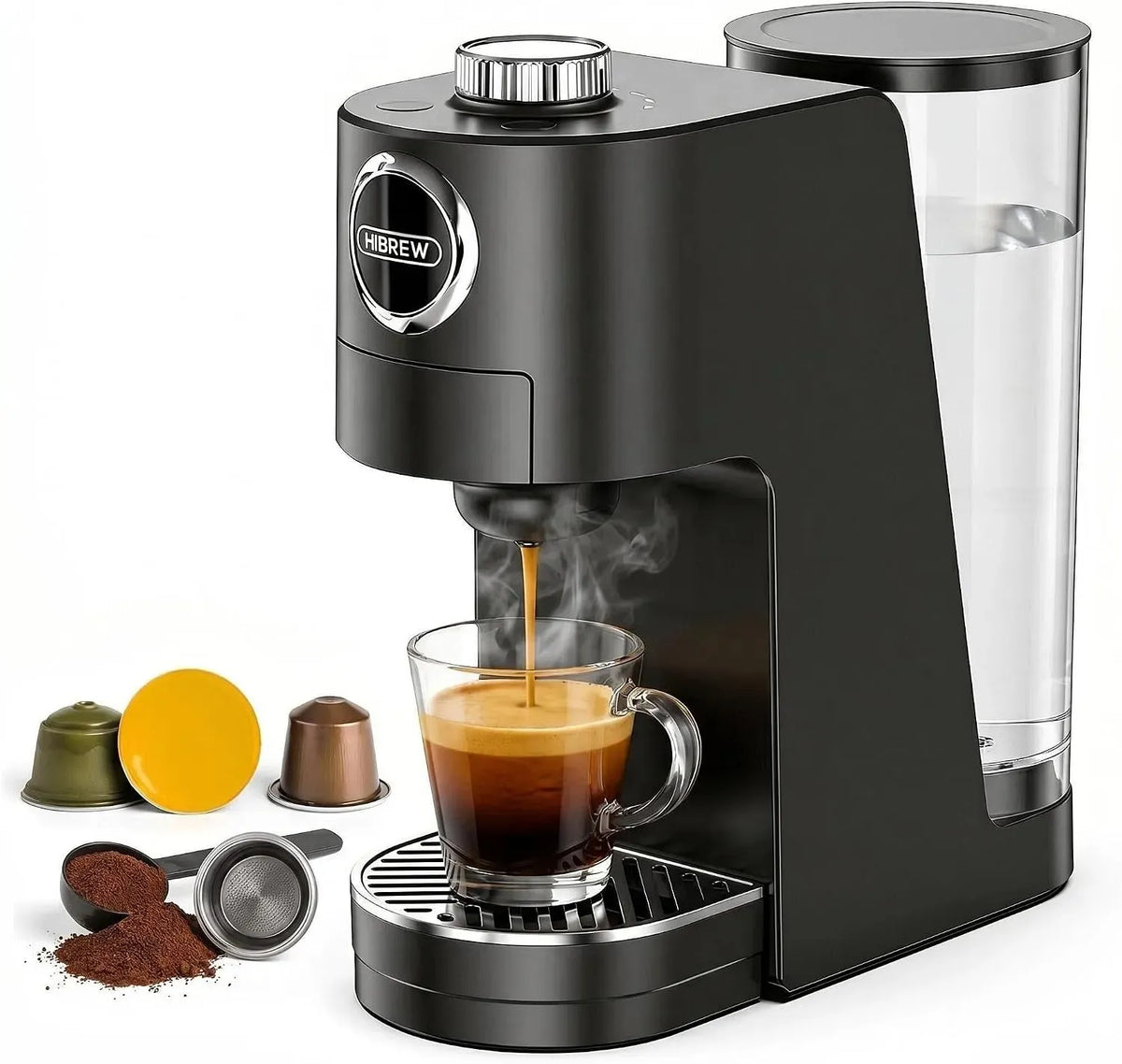 H3C 3-en-1 Machine à Caf, machine à café électrique, 1400 ml, grand réservoir, amovible, 7 Niveaux, pour Maison, HIBREW