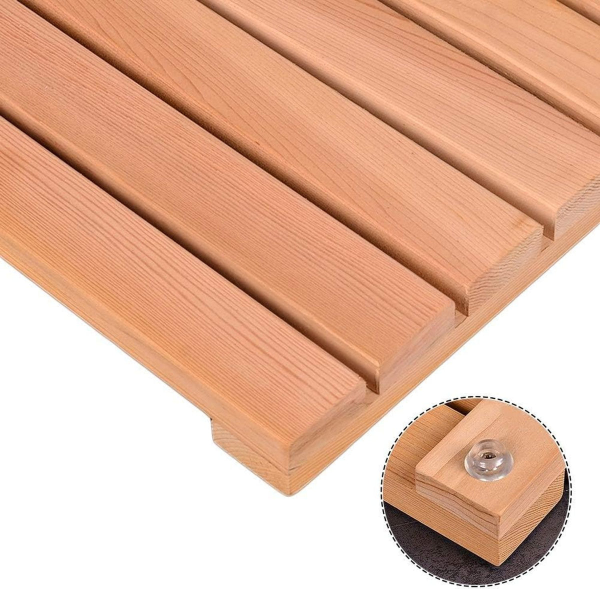 Tapis de douche en bois naturel – structure en bois, résistant à l'eau, 70 x 110 cm