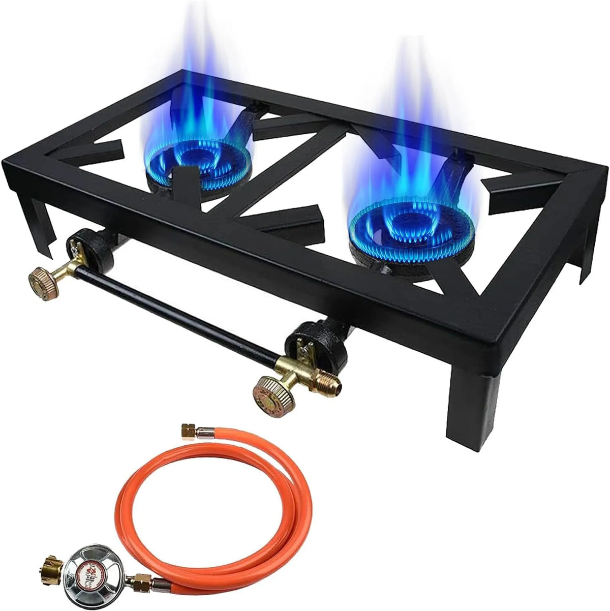 Cuisinière avec four, 16000 W, portable, fonte, noir, 16000W, Double Brûleur avec Récupérateur de Chaleur