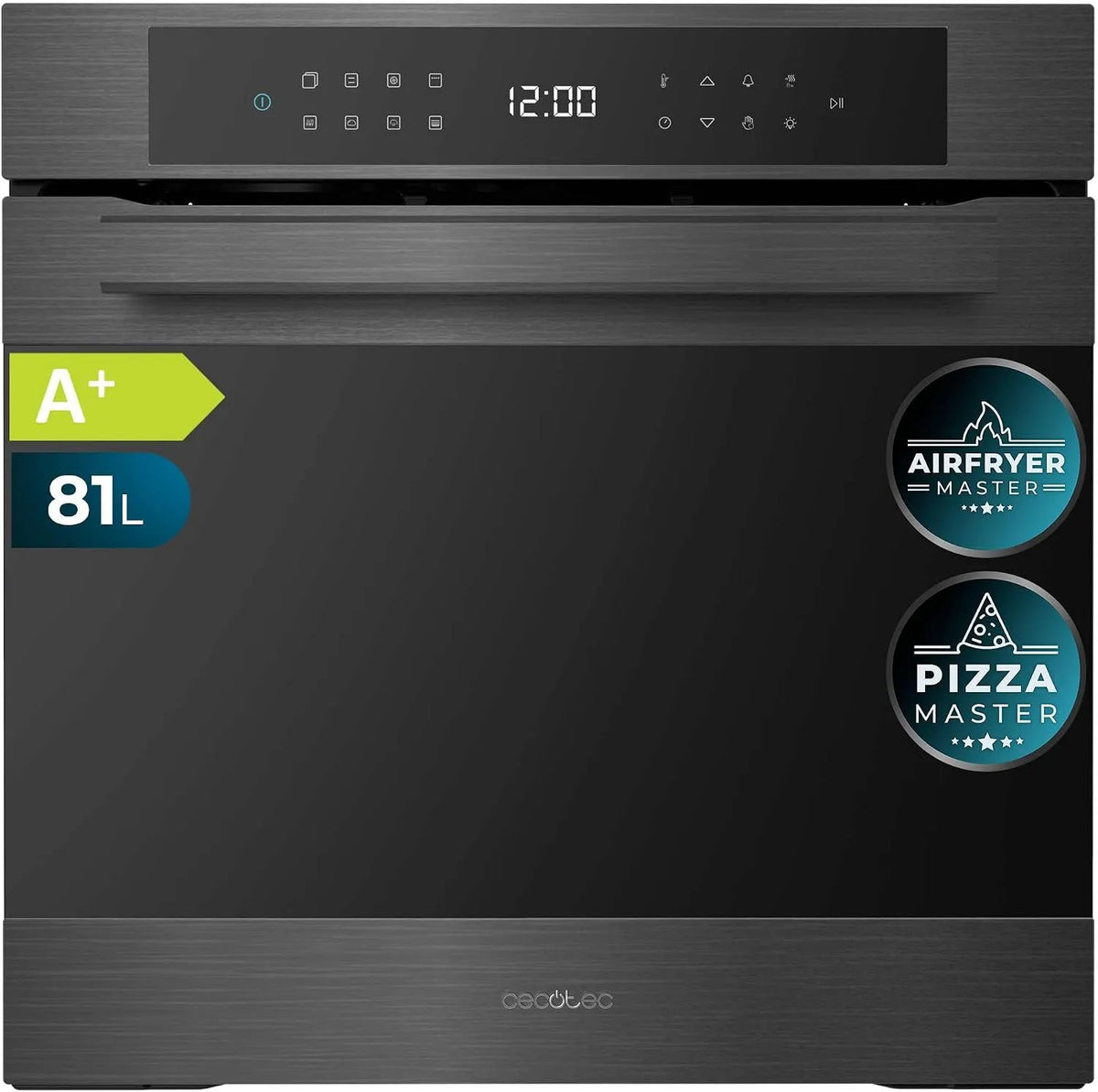 Cecotec Bolero Hexa P506000 Four électrique à pizza, 60cm, 81 L, 3400 W, 11 programmes, encastrable, effet 3D, Steam Base x2, Pizza Master, Capacité