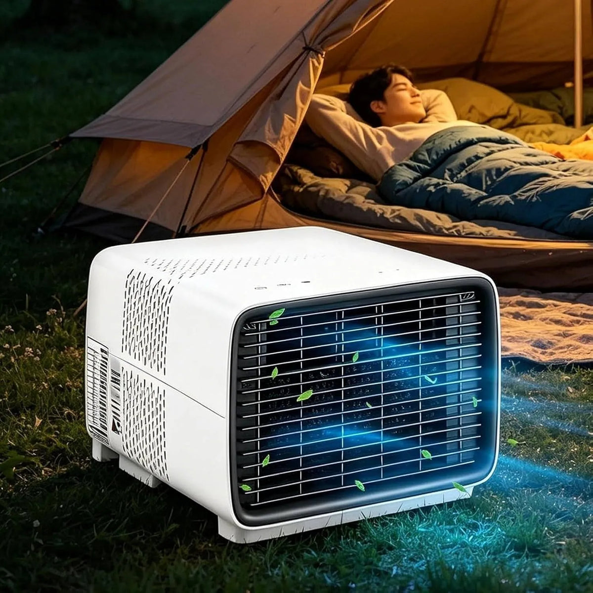 Climatiseur 3-en-1, 280 W, 16 à 32 °C, 45 dB, silencieux, Froid Sec Ventilateur pièces 10 m2, 2 kWh, Climatiseur Mobile 2700 BTU 280W pour Caravane