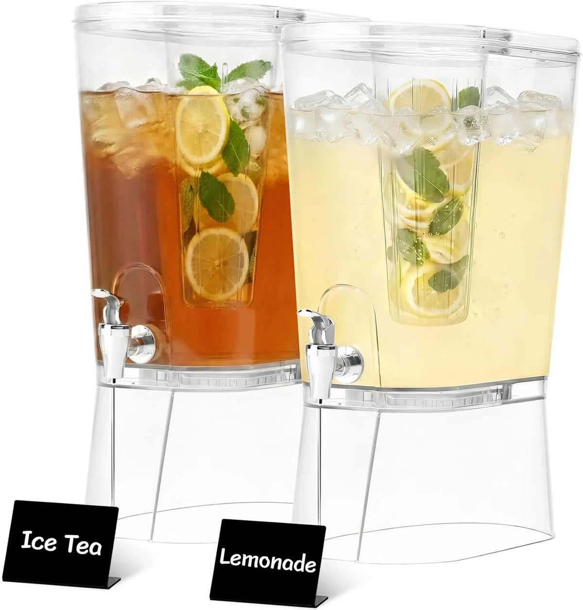 Robinet de cuisine, 30 x 38 cm, 8 L, Lot de 2, Lifewit 8L Grand Distributeur de Boisson avec Robinet, Jarre Cocktail Avec Filtre en Plastique